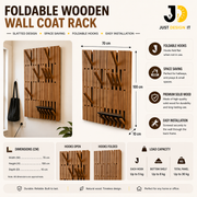 Modern Wooden Wall Coat Rack with Folding Hooks